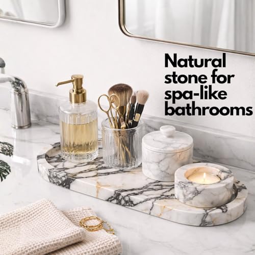 Calacatta Noir Marble Oval Bathroom Vanity Tray – 12”x6” Black Marble Tray for Countertop, Perfume & Jewelry Display | Solid 2cm Thick Luxury Stone Tray - color: Calacatta Noir