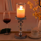 Candle Holder, Pillar Candle Holders, Crystal Candlesticks Holder for Wedding, Parties, Events, Chirstmas,Home Decor, Table Centerpieces CH048LD - size: Silver ( L )