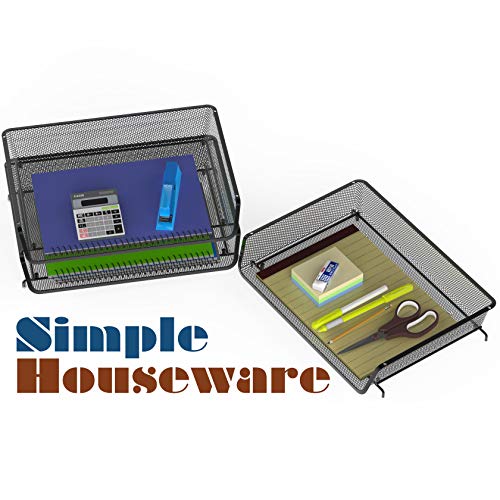 Simple Houseware Stackable Wide Entry Desk File Document Letter Tray Organizer, 3 Packs, Black - color: Black, size: Wide Entry