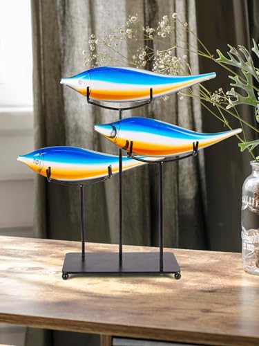 Dale Tiffany AS24126 Murano Style Garfish Handcrafted Art Glass Sculpture with Stand, Blue, 15-Inch Wide - size: 15-Inch Wide