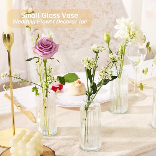 12PCS Mini Bud Vases As Vertical Wedding Centerpieces for Tables,Clear Bud Vases for Flowers,Small Flower Vases Suitable for Birthday Party,Anniversary,Wedding,Baby Shower (Clear-5.2in) - size: 12PCS