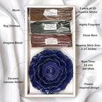 Hosley Incense Sticks Gift Set with Includes 60 Incense Sticks & Ceramic Holder - Perfect Bathroom Set for Home, Weddings, Meditation, Spa, Bathroom Use - color: Blue
