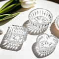 Set of 3 Clear Jewelry Dish Tray for Women Crystal Ring Holder for Wedding Engagement Birthday Mother's Day(Round, Square, Heart)