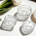 Set of 3 Clear Jewelry Dish Tray for Women Crystal Ring Holder for Wedding Engagement Birthday Mother's Day(Round, Square, Heart)