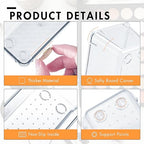 HOUSE DAY Desk Drawer Organizer Bins 6 PCS, 9*6*2" Clear Drawer Organizers with Silicone Pads, Vanity Organizers and Storage, Non Slip Plastic Drawer Organizer for Makeup, Bathroom, Kitchen, Office - size: 6 Pack -9x6x2"