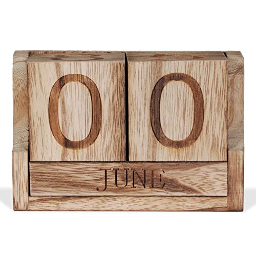 Wooden Desk Calendar,Desk Calendar Blocks for Teachers,Office Perpetual Date Block Small Home Desktop Decor Chic Vintage Month with Number Cubes Display Rustic Decoration(Carbonized Black) - color: Rustic Carbonized Black