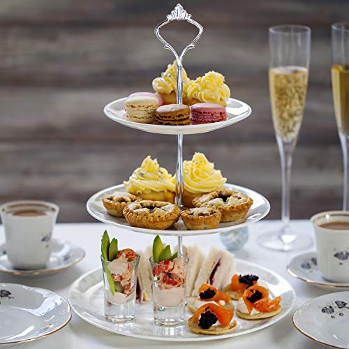 3 Tier Cake Stand Hardware Kits Heavy Duty for Tiered Fruit Cake Plate Stand Stable Handle Fitting Hardware Rod Cupcake Holder Support Silver Crown 5 Sets（Plate not Included） - color: Silver