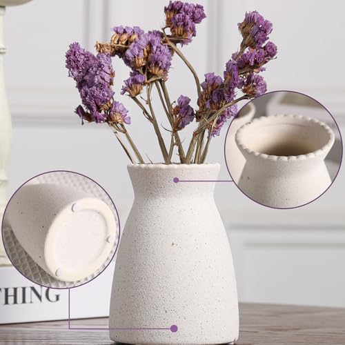 hjn White Flower Vase- Ceramic Vase for Decor, White vase for Flowers, Modern Vases for Living Room/Home Decor Accents/Entryway/Mantel/Bookshel-Frosted White - color: Frosted White-7inch
