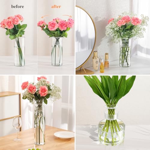4 Spiral Ikebana stem Holder, hanataba Arranger Twist Flower Arrangement Holder Ikebana Bouquet Twister Ring Tools, Reusable Kitchen Floral Grid Supplies (Half Clear) - color: 4 Translucent
