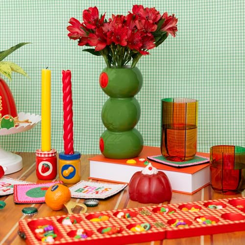 ban.do Decorative Ceramic Vase for Centerpiece, Tall Novelty Olive Vase for Home/Kitchen/Bar Cart (Olives)