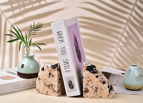 AMOYSTONE Decorative Stone Bookends for Home & Kitchen, Natural Black Tourmaline Stone 4-6 LBS (1 Pair) - color: Gray, size: 4-6 Pounds