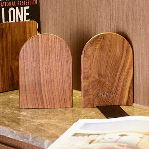 Large Bookend Hold Heavy Books- 7x4x5in 3 Pack Wood Bookends for Heavy Books Heavy Duty Walnut Book Ends for Men Wood Bookends for Office Desk Non-Skid - color: Walnut-r-3pair