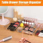 9 Pack Clear Plastic Drawer Organizer Set, Acrylic Non Slip Non Cracking Kitchen Drawer Storage Tray Large Size Divider, Multifunctional Storage for Cosmetics, Bathroom, Tools, Kitchen and Office - size: 9 PACK