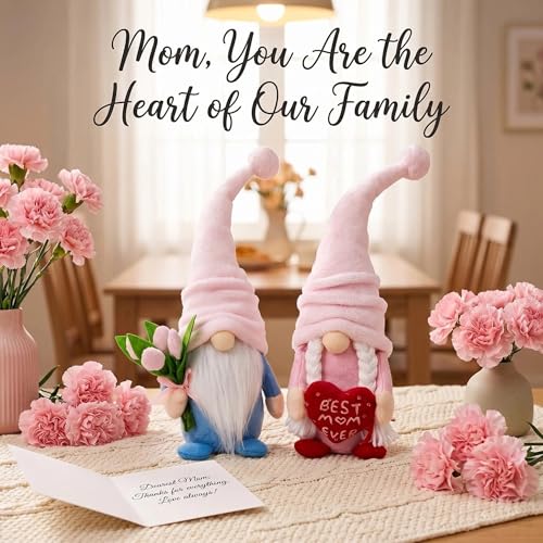 Lovinland Mothers Day Decorations - Gnomes Decor for Mother's - Best Ever Gifts for Mom Who Have Everything for Christmas, Birthday - Valentines Day Gifts for Mama & Father from Daughter, Son - color: Spring-tulips