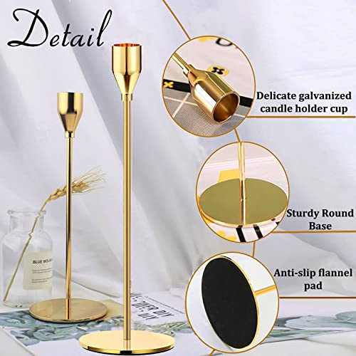 Gold Taper Candle Holders, Set of 6 Gold Candlestick Holders Taper Candle Holders fits 3/4" Thick Pillar Candle Led Modern Metal Candles, Elegant Stands Decorative Table Candle Holder - color: Gold