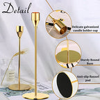 Gold Taper Candle Holders, Set of 6 Gold Candlestick Holders Taper Candle Holders fits 3/4" Thick Pillar Candle Led Modern Metal Candles, Elegant Stands Decorative Table Candle Holder - color: Lemon Gold