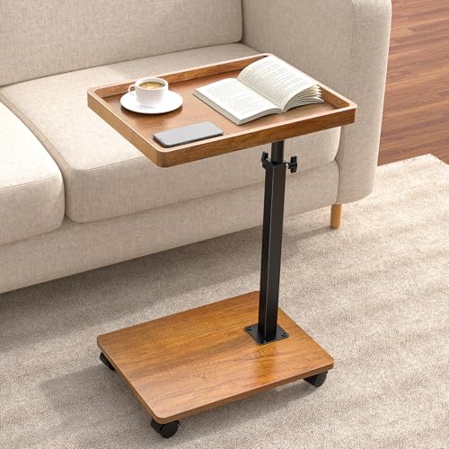 XNSDXV C Table End Table Adjustable Height, 360°Swivel TV Tray Table for Small Spaces, Couch Tables That Slide Under, C Shaped Side Tables Living Room and Bedroom for Sofa, Bed,Chair, Snack