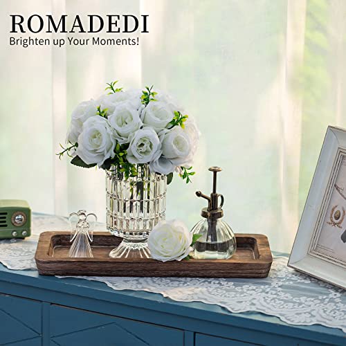 Romadedi Wooden Decorative Tray Candle Holder - Wood Long Narrow Tray Home Decor Small Rustic Centerpieces Trays for Coffee Table Dining Room Kitchen - color: Rustic-rectangular