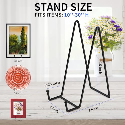 Decolore 10 Inch 3 Pack Large Black Table Easel Plate Stands for Display Plate Holder Display Stand for Decorative Plate, Poster, Tabletop Art and Platter