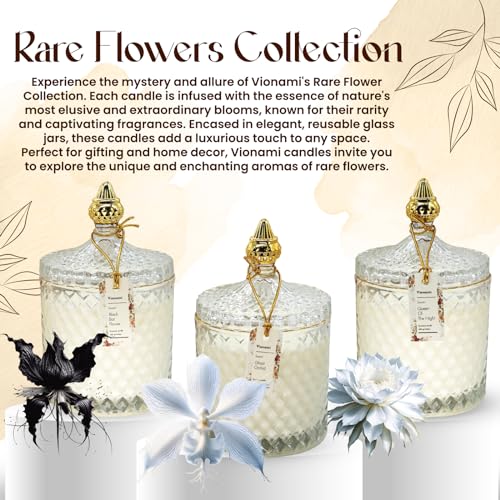 VIONAMI Ghost Orchid Rare Flower Luxury Scented Candle – Soy Candle in Glass Jar, 80Hr 14.8oz, Scented Candles for Women, Candle Gift for Her, Birthday Gifts for Women, Luxury Candles for Women