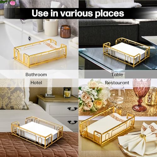 Guest Towel Holder Tray for Bathroom – Gold Napkin Holder for Disposable Paper Hand Towels, Vanity Countertop Hand Towel Organizer, Modern Bathroom Accessory for Guest Napkins - color: I - Matt Gold Guest Towel Holder Tray, size: Guest Towel Holder