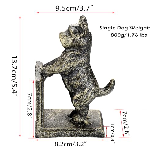 2 Pack Dog Decorative Bookends for Shelf - Cast Iron Book Ends Cute Dog Bookend Support for Home Decor, Heavy Duty Book Stands Vintage Antique Shelf Decor for Reading Enthusiasts or Dog Lovers - style: Dog Shape