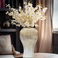 Ginger Jar, White Gold Ceramic Vase Large Handmade Porcelain Vases with Lid, White Gold Decorative Flower Vase for Home, Living Room, Weddings, Centerpieces (B-Large) - size: B-Gold-Large