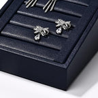 Oirlv Premium PU Leather Ring Tray Display Stand Jewelry Organizer Ring Holder for Trade Show(Blue) - color: Leather Blue