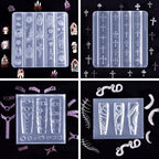 Laza 4pcs Gothic Silicone Nail Art Molds, 3D Rose, Snake, Bones, Cross, Collar, Skull Exquisite Silicone Nail Accessories with Carving Pen Resin Nail Art Mold Manicure Tools for DIY Salon Nail Design - color: Skull rose
