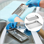 QWORK Stainless Steel Instrument/Tool Organizer Trays, Service Trays (3 x Small Size, 1 x Large Size