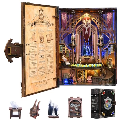 CCCDF Book Nook Kit - DIY Miniature House Kit for Adults, Teens, Booknook Tiny House Bookshelf Decor 3D Wooden Puzzle, Gifts for Family, Friends (Magic Admissions Guide) - style: Magic Admissions Guide