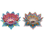 2Pcs DIY Diamond Art Painting Candlestick Holders Mandala Flower Shape Desk Candle Tray Tabletop Ornaments for Wedding Festival and Party Home Table Centerpiece - color: 2pcs