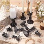 Mumufy 20 Pcs Glass Crystal Taper Candle Holders Clear Glass Candlestick Holder Fit 0.8 Inch Candles Crystal Decorative Candle Stand Centerpiece Table Wedding Dining Party (Black) - color: Black