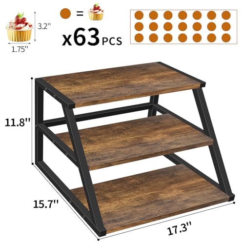 Cupcake Stand, 3 Tier Large Cupcake Stand for 50 Cupcakes Rustic Cupcake Display Stand Square Wood Dessert Table Display Set Cupcake Tower Tiered Tray Stand for Wedding Birthday Graduation Baby Shower - color: Wood