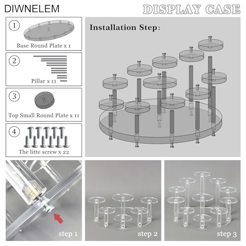 DIWNELEM Round Acrylic Jewelry Stand Acrylic Display Riser Stands Dessert Tower Display Tower for Watch,Jewelry,Rings,Earrings,Mini Figurines,Cupcakes(Clear,11Tier) - size: Clear-11 Tier