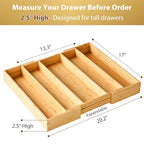 Umilife Expandable Kitchen Drawer Organizer, 2.5" High Bamboo Utensils Silverware Tray, Adjustable Large Deep Wood Organization Holder - style: For Utensil (13"~20" x 17")