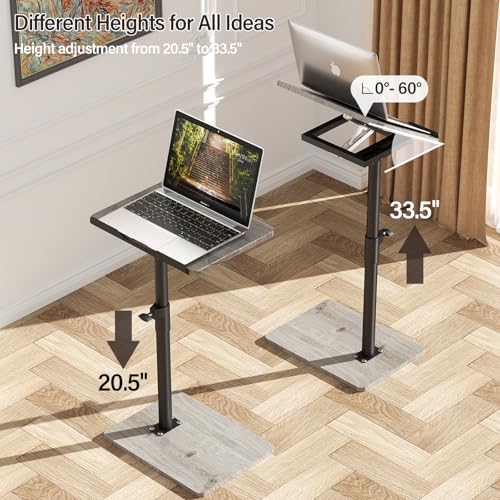 YUHFERA Sofa Armrest Tray Table for Couch - 360° Swivel Height Adjustable End for Small Spaces, Snack Side Table for Bed or Chair with Phone & Tablet Slot (Gray,Angle Adjustable) - color: Taupe, size: Angle Tilt