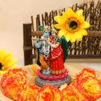 alikiki India Idol Radha Krishna Figurine - 3.9”H Hindu Murti God Krishna Radha Statue for Car Dashboard Decor Home Office Temple Mandir Altar Shrine Pooja Decor Diwali Spiritual Gifts - size: 3.9”H