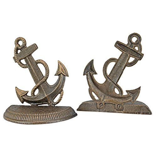 Design Toscano Maritime Anchor Cast Iron Sculptural Bookend Pair - style: Maritime Anchor