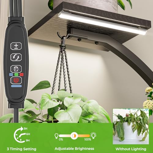 Elbourn Plant Stand Indoor with Grow Lights - 60" Tall Metal Plant Shelf for Multiple Plants, 8 Tiered Corner Plant Stands for Indoor Plants, X - Shaped Decorative Rack for Home, Living Room & Patio Decor (Black) - color: Black