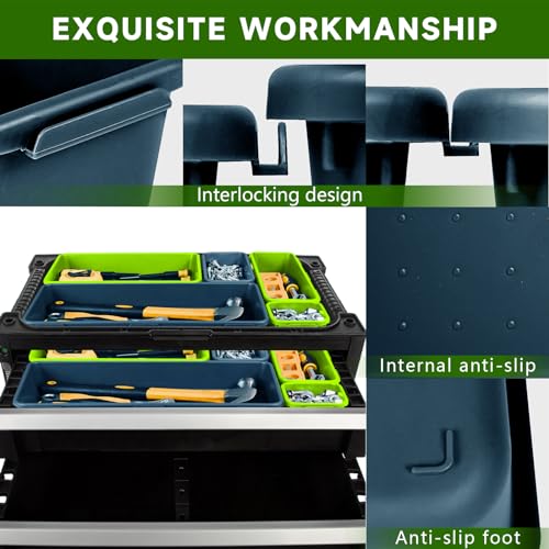 Tool Box Organizer Tray, Toolbox Desk Drawer Organizer, Tool Box Tray, Toolbox Organization Storage for Rolling Tool Chest (60PCS (Blue+Green)) - color: 60PCS (Blue+Green)