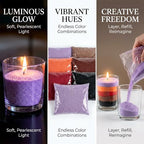 Sukh Candle Sand and Wicks - 430G(0.94lb) Sand Candles with Wicks Purple, Orange, Black, Red, Brown Refillable Candle for Weddings, Parties - color: Mixed Colours 1