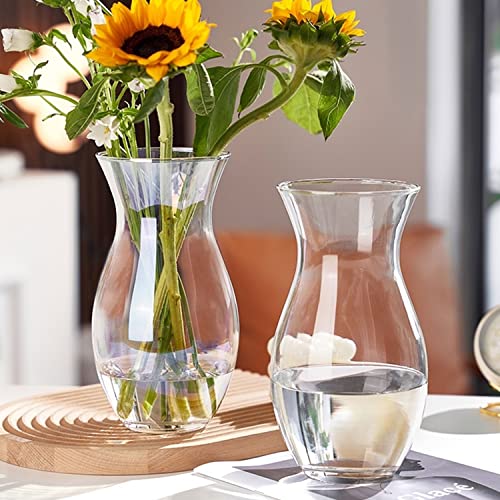 DARENYI Clear Flower Vase, 4.5" Dia 9" H Crystal Transparent Glass Vase Modern Decorative Vase for Flowers, Glass Flower Posy Holder for Home Office Centerpiece Decor - size: 4.5" Dia 9" H