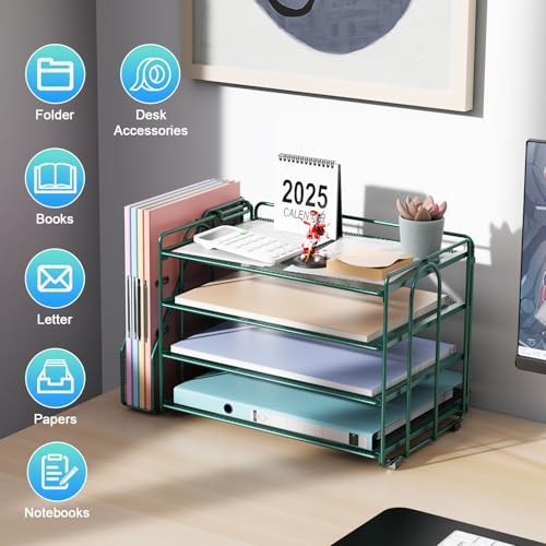 gianotter 4-Tier Paper Organizer With Magazine Holder, Desk Organizers and Accessories, Desk Accessories & Workspace Organizers, File Organizer for Office Supplies Storag (Green, 4-Tier) - color: Green, size: 4-Tier