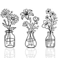 OYEFLY 3 Pieces Metal Flowers Wall Arts,Black Metal Vase Wall Art,Rustic Farmhouse Decor (Black)