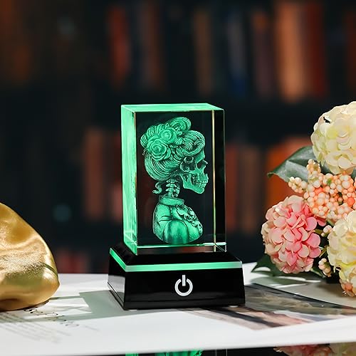 Qianwei 3D Crystal Skeleton Bride Decor - Baphomet Statue Halloween Skull Witch Figurines Occult Medieval Goth Satanic Home Desk Decor Witchy Gifts Horror Lilith Statue - style: Skeleton bride