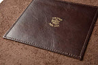 American Made Premium Leather Valet Tray, Folds Flat! Dice Rolling Basket and Organizer with Brass Rivets (Dark Walnut Brown, Medium) - color: Dark Walnut Brown, size: 5" x 5" x 2"
