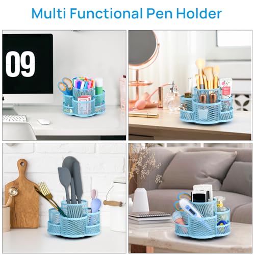 Topwey Pen Holder for Desk, Rotating Pencil Holder, Cup Holder for Desk Office, Pen Organizer (Sky Blue) - color: Sky Blue