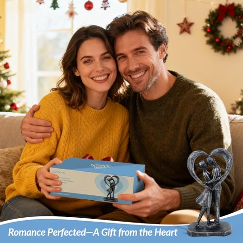 Couple Heart Resin Figurine, 8.1" H, Romantic Gifts for Him & Her, Faux Black Wrought Iron Finish, Engagement Anniversary Wedding Keepsake Home Decor ﻿ - style: Heart