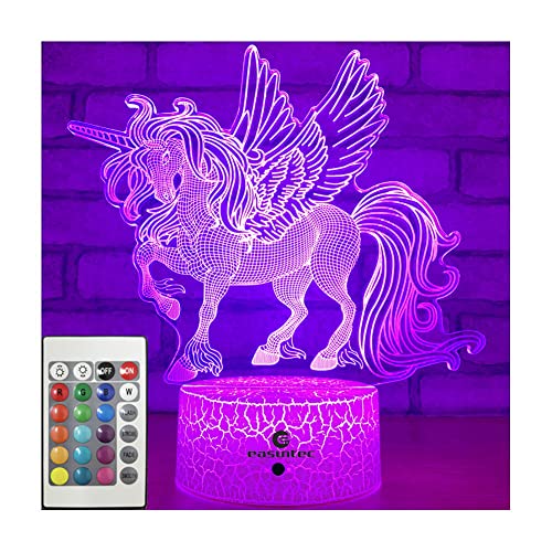 Easuntec Unicorn Night Lights for Kids with Remote & Smart Touch - 7 Colors + 16 Colors Changing, Dimmable Unicorn Toys for 1-8 Year Old Girls